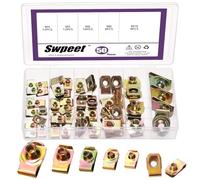 Swpeet Assortiment de 50 clips en U en acier carbone M4 M5 M6 M8 M10 pour voiture, écrous en forme de U, écrous en U, fixations à ressort pour panneau de porte de tableau de bord, intérieur compatible