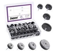 Swpeet Assortiment de 56 patins en feutre pour meubles - Antidérapants - Avec patins en feutre à visser - Pour pieds en bois de chaise, table, canapé - 20 mm, 24 mm, 28 mm, 38 mm