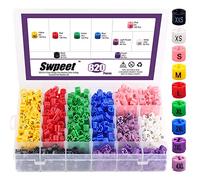 Swpeet Assortiment de 820 marqueurs de tailles communes en plastique de 9 tailles XXS à 4XL pour cintres à code couleur avec boîte de rangement