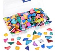 Swpeet Assortiment de carreaux de mosaïque Shine Crystal Series de 0,5 kg, couleurs mélangées, carrés et triangulaires, véritables carreaux de mosaïque pailletés, parfaits pour la décoration de la