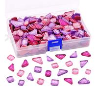 Swpeet Assortiment de carreaux de mosaïque Shine Crystal Series de 0,5 kg, couleurs mélangées, carrés et triangulaires, véritables carreaux de mosaïque pailletés, parfaits pour la décoration de la