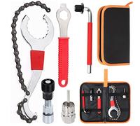 Swpeet Assortiment d'outils de réparation de vélo 7 pièces 3 en 1, outil de démontage de cassette de vélo avec fouet à chaîne, clé auxiliaire, retrait de support, outil d'extraction de manivelle, clé