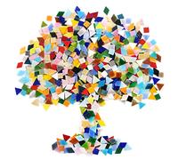 Swpeet Carreaux de mosaïque triangulaires de couleur mélangée avec récipient de rangement et véritables carreaux de mosaïque triangulaires parfaits pour la décoration de