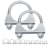 Swpeet Collier de serrage en U galvanisé pour pot d'échappement, 1-3/4,45 mm, pince de serrage universelle Heavy Duty en U, idéal pour la connexion de tuyaux d'échappement