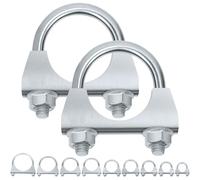 Swpeet Collier de serrage en U galvanisé pour pot d'échappement - 1-3/8,35 mm - Pour silencieux - Pince universelle robuste - Idéal pour raccord de tuyaux