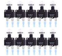 Swpeet Disjoncteur thermique avec bornes à connexion rapide et capuchons de boutons étanches 5 A, 10 A, 15 A, 20 A, 30 A, avec bouton poussoir étanche pour le fonctionnement de l'interrupteur