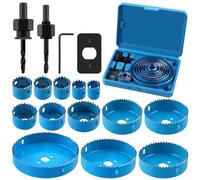 Swpeet ensemble de 17 scies à trous avec 3/4 "à 5" (19mm - 127mm) 13 lames de scie, forets, clés hexagonales et plaques de montage, acier à grande vitesse Liège, contreplaqué, cloison sèche