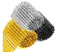Swpeet Ensemble de 3 Mètres de Clous à Coudre Pointus en 3 Couleurs, Rivets Pyramides Or Noir Argent pour Style Punk Rock, Perles Décoratives et Rivets à Mailles pour Vêtements DIY et Décoration