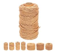 Swpeet Ficelle de jute de 10 mm x 50 m, marron naturel, longue ficelle pour emballage, jardinage, travaux manuels