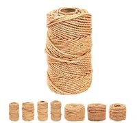 Swpeet Ficelle de jute naturelle tressée de 6 mm x 100 m, longue ficelle pour emballage, jardinage, crochet, parfait pour les loisirs créatifs, les travaux manuels, les projets d'artisanat,