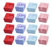 Swpeet Gifts Box 32pcs 4 couleurs 1,57 x 1,57 x 1,06 pouces boîte - cadeau de bijoux avec couvercle et noeud de ruban décoratif, emballage pour anneaux boîte d'emballage cadeau en vrac