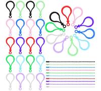 Swpeet Kit d'assortiment de 160 pièces de fermoirs mousquetons en plastique de 10 couleurs avec chaînes de billes de 10 couleurs, fermoirs mousqueton pour clés en acrylique, crochets à griffe pour la