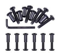 Swpeet Kit d'assortiment de 25 vis à tête hexagonale en acier au carbone noir M6x35mm avec écrous de baril, avec 1 llen, vis à tête cylindrique adaptée pour meubles, boucles de ceinture à tête