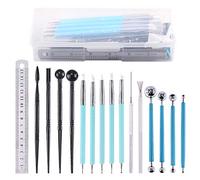 Swpeet Kit de 16 outils de modelage pour argile, stylet, outils de poterie, aiguille, outil de texture de fil de plume pour faire de l'argile à modeler et de la céramique