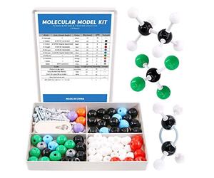 Swpeet Kit de 179 pièces pour étudiant et enseignant en chimie organique, modèle moléculaire de chimie pour étudiant et enseignant - 76 atomes et 102 maillons et 1 outil de retrait de maillons courts