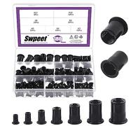 Swpeet Kit de 180 écrous à rivets métriques de 7 tailles, M3 M4 M5 M6 M8 M10 M12, écrous à rivets métriques en acier au carbone plaqué zinc, noir, à tête plate