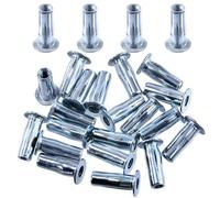 Swpeet Kit de 20 écrous M5 en acier au carbone métrique blanc revêtu de zinc multi-prise, tige bulbe à tête plate, insert fileté, écrou de construction, fixation pour rivets et goujons