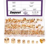 Swpeet Kit de 345 Pièces de Capsules de Finition pour Cordon en Métal Doré Or KC, 7 Tailles (4/5/6/7/8/10/12 mm), Assortiment de Capsules pour Extrémités de Cuir, Terminaisons Colonne