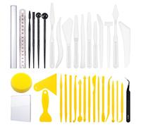 Swpeet Kit de 36 outils de modelage pour argile, stylet, outils de poterie, stylos à pointe en caoutchouc, outils en plastique pour argile, de l'argile, de la céramique