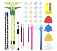 Swpeet Kit de 48 outils de couture, craie de couture, craie de tissu, crayons de tissu, jauge coulissante 5 en 1, outil de mesure de couture