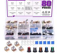 Swpeet Kit de 80 potentiomètres 1 K500 K Ohm avec coupebordures multitours 1 Kohm 100 Kohm, arbre moleté 3 bornes linéaires simples haute précision variable avec écrous et rondelles