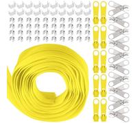 Swpeet Kit de Fermeture Éclair en Nylon Jaune #5 - 1 Rouleau de 20 Curseurs Assortis, Sostituzione Sans Fin Avec Curseur Doppio Singolo e Zip Par
