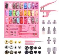 Swpeet Kit de fermetures de couture avec pinces à presser, 300 ensembles T3/T5/T8 en métal et plastique sans couture boutons-pression pour couture, vêtements, bavoirs, travaux manuels faits à la main
