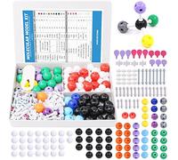 Swpeet Kit de modèle moléculaire 252 pièces pour enseignant et étudiant moléculaire inorganique et organique - 86 atomes et 153 liens, 12 orbitales et 1 outil de retrait de maillons courts