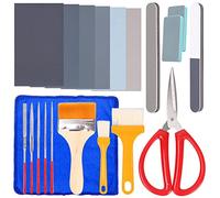 Swpeet Kit de polissage de résine de 26 pièces, 6 grains 320# 800# 1500# 2500# 5000# 7000# Papiers abrasifs, 5 tailles, blocs de polissage, ciseaux, chiffon de polissage, brosse de nettoyage en bois