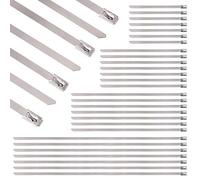 Swpeet Kit de serre-câbles à fermeture Éclair en acier inoxydable avec revêtement en acier inoxydable Assortment Kit