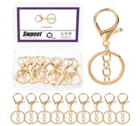 Swpeet Lot de 10 fermoirs en forme de homard doré clair avec porte-clés et anneaux fendus plats - Assortiment d'anneaux pivotants - Crochets pivotants - Crochets pour sangle de sac