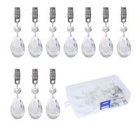 Swpeet Lot de 10 poids de nappe en forme de goutte d'eau avec 10 clips en métal, en cristal et verre en forme de larme, poids de nappe pour tables de pique-nique, carrés, rectangulaires, décoration