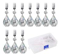 Swpeet Lot de 10 Poids Marquise pour Nappe avec 10 Clips en métal, Verre Cristal en Forme de Larme pour Table de Pique-Nique, Nappe Lourde, extérieur