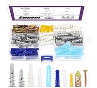 Swpeet Lot de 100 ancrages muraux en plastique 9 styles d'ancrage pour cloison sèche - Ancres autotaraudeuses pour suspension - Pas de trou pré-percé