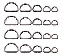 Swpeet Lot de 100 anneaux semi-circulaires en D en métal multi-usages pour ceintures, quincaillerie, sacs, bricolage, 5 tailles (1,27 cm, 1,9 cm, 2,5 cm, 1,6 cm, 5/8")