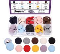 Swpeet Lot de 100 boutons ronds en tissu recouvert de 10 couleurs de 15 mm - Parfait pour la mariée - Robe de mariage en satin - Chemisier de bal et robe formelle