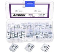 Swpeet Lot de 105 écrous coulissants en T en acier au carbone plaqué nickel - Série 2020 M3 M4 M5 - 3 tailles - Écrous à fente en T pour profilés en aluminium 2020 - Pour le travail du bois, routeur