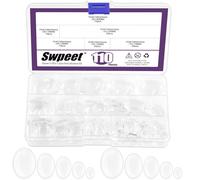 Swpeet Lot de 110 cabochons ronds en verre à dos plat - Dome Cameo - Perles en cristal pour pendentif photo - Pour la fabrication de bijoux - 5 tailles - Dôme ovale en verre transparent