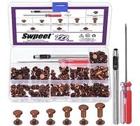 Swpeet Lot de 110 rivets Chicago en bronze rouge pour réparation de cuir 6 tailles M5 x 4 mm/5 mm/6 mm/8 mm/10 mm/12 mm