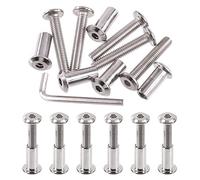 Swpeet Lot de 12 vis à tête hexagonale plaqué nickel M6 x 35 mm avec 1 llen pour meubles