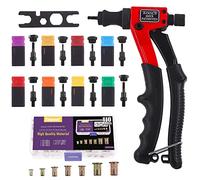 Swpeet Lot de 120 rivets à main avec 8 mandrins SAE et métriques M3, M4, M5, M6, 1/4-20, 10-24, 8-32, 6-32 et 7 tailles mixtes, galvanisés, écrous à riveter en acier au carbone