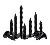 Swpeet Lot de 120 vis à bois à tête bombée modifiée Phillips #8 x 1,27 cm, en acier au carbone plaqué phosphate noir - Vis autotaraudeuses pour plastique, bois et matériaux souples