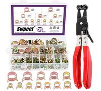 Swpeet Lot de 121 colliers de serrage à ressort de 7 à 22 mm avec bande plate pivotante pour tuyau de carburant - Assortiment de pinces en silicone pour tuyau d'aspiration basse pression
