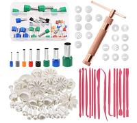 Swpeet Lot de 122 emporte-pièces en argile polymère avec pistolet extrudeur et moule à gâteau en or rose avec piston à biscuits, les loisirs créatifs, la décoration de gâteaux