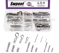 Swpeet Lot de 122 goupilles de chape en acier inoxydable 304 M4 M6 M8 avec goupille fendue et clips de fixation en acier zingué M1,5 M2 M3