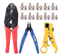 Swpeet Lot de 13 outils de sertissage coaxiaux professionnels BNC avec 10 connecteurs à sertir BNC CCTV, coupe-fil supplémentaire et pince latérale, parfait pour RG55, RG58, RG59, RG62, 5, 6