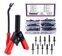 Swpeet Lot de 131 Rivets en Poly avec 1 Outil de Retrait de Rivets, 90 Rivets en Poly pour Tous Les Rivets en Plastique sans Danger pour enlever Les Clips en métal ou en Plastique
