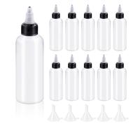 Swpeet Lot de 15 flacons distributeurs transparents avec petit entonnoir, bouteille en plastique PEBD Boston de 100 ml, bouteilles vides avec kit Twist Top Cap pour huiles d'encre, liquides, plastique
