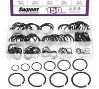 Swpeet Lot de 150 anneaux ronds en acier au manganèse à ressort 10 tailles 10 mm-26 mm - Assortiment d'anneaux ronds en C - M10 M12 M14 M16 M18 M20 M22 M20 M24 M25 M26