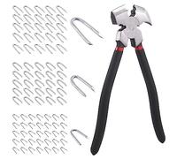 Swpeet Lot de 151 pinces de clôture de 25,4 cm et 3 tailles de 1,9 cm, 1,6 cm, 1,9 cm, 3/2 cm, outils de clôture, pince arrache-ongles, agrafes en fil d'acier pour clôture, treillis métallique et